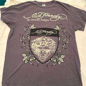 Ed Hardy by Christian Audigier t-shirt dark gray lion head design (mlb)